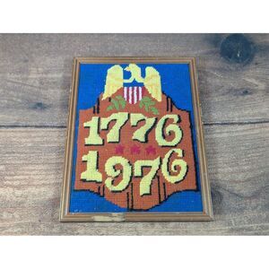 Janet's Art Needlework 1776-1976 Bicentennial Framed Needlepoint Patriotic‎